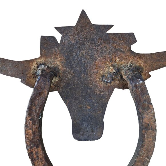 Texas Longhorn Horseshoe Metal Wall Hook Rustic Decor Cowboy Decor Handmade - Picture 6 of 16